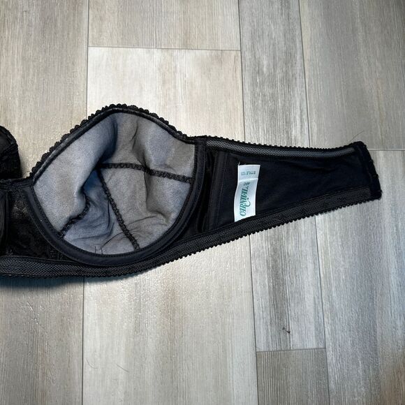 Carnival Full Coverage Strapless Bra Womens 40C Lace‎ Black Underwire Plunge 123 - Picture 6 of 7